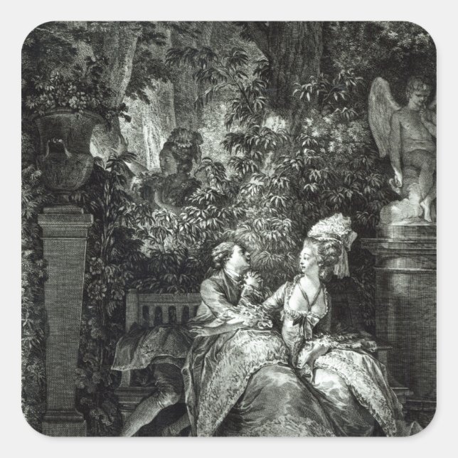 Ja oder nein? 1781, Gravur von N. Thomas Quadratischer Aufkleber (Vorderseite)