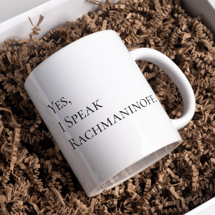 Ja spreche ich Rachmaninoff schwarzes Tinten-Zitat Tasse