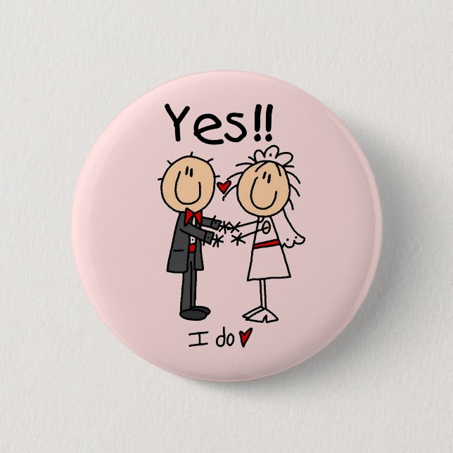 JA tue ich Braut und Bräutigam-T - Shirts und Button (Vorderseite)