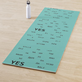 Ja und Nein in verschiedenen Sprachen in Aquamarin Yogamatte