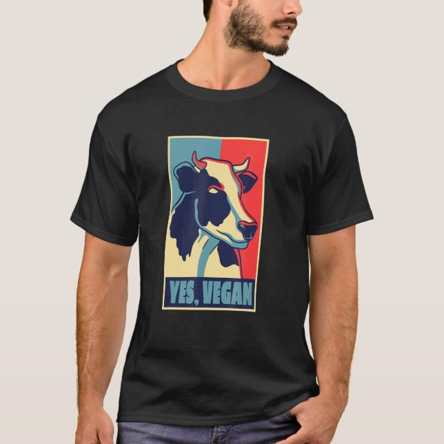 Ja Veganer Pop Poster Kuh Tierportrait Kuh T-Shirt (Vorderseite)