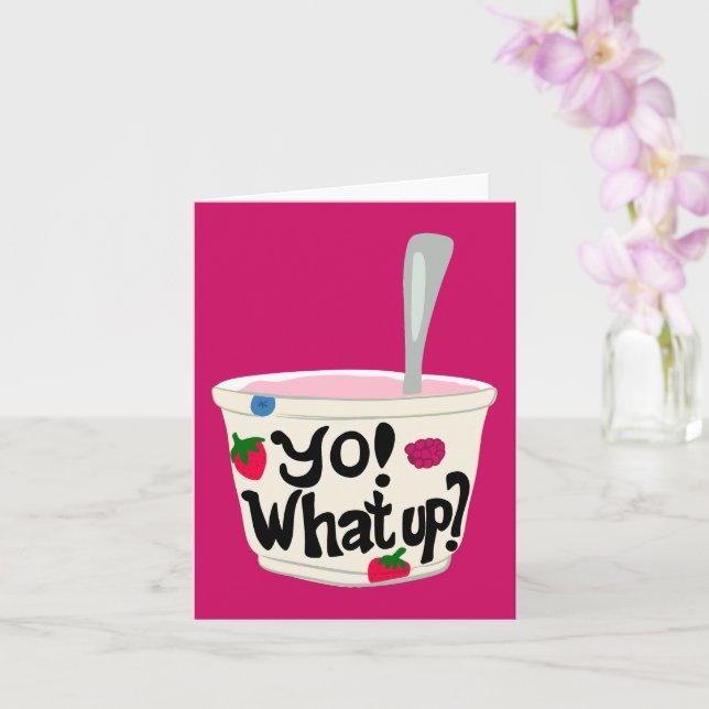 Ja! Was? Niedlicher griechischer Jogurt-Cup Karte (Orchidee)