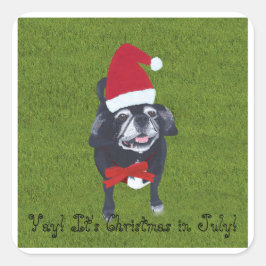 Ja! Weihnachten im Juli, Hundeaufkleber des Weihna Quadratischer Aufkleber