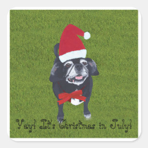 Ja! Weihnachten im Juli, Hundeaufkleber des Weihna Quadratischer Aufkleber