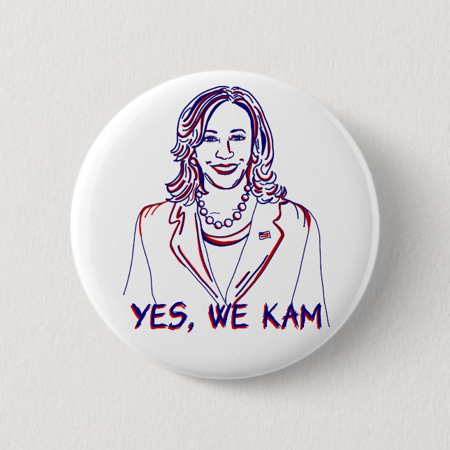 Ja, wir Kam! Kamala Harris 2024 Wahl Button (Vorderseite)