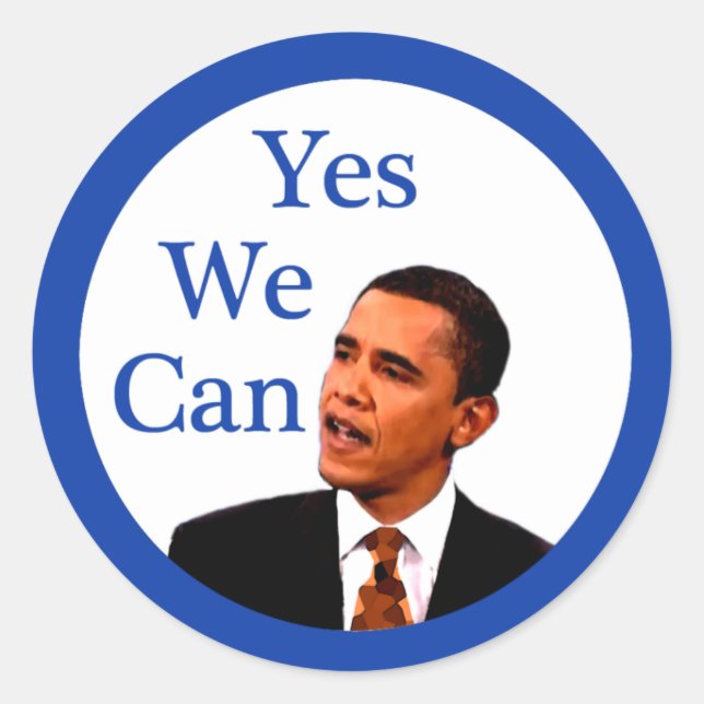 Ja, wir können Barack Obama 2008 Runder Aufkleber (Vorderseite)
