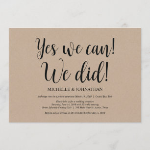 Ja, wir können, wir haben Hochzeit Elopement Einla Einladung