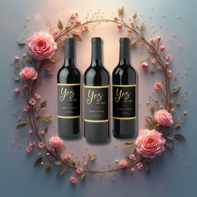 Ja, wir machen eine elegante Black Gold Hochzeit Weinetikett (Von Creator hochgeladen)