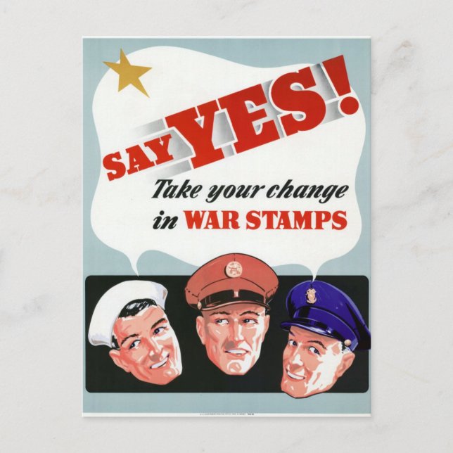 Ja zu Briefmarke des Krieges Postkarte (Vorderseite)