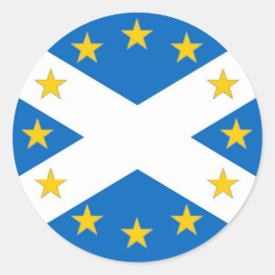 Ja zur unabhängigen Flagge Europas in Schottland Runder Aufkleber