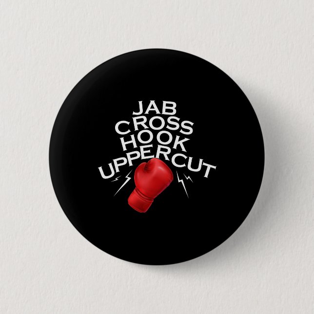 Jab Cross Hook Uppercut Boxer Funny Boxing Trainer Button (Vorderseite)