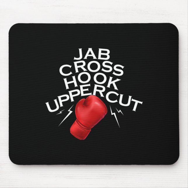 Jab Cross Hook Uppercut Boxer Funny Boxing Trainer Mousepad (Vorne)