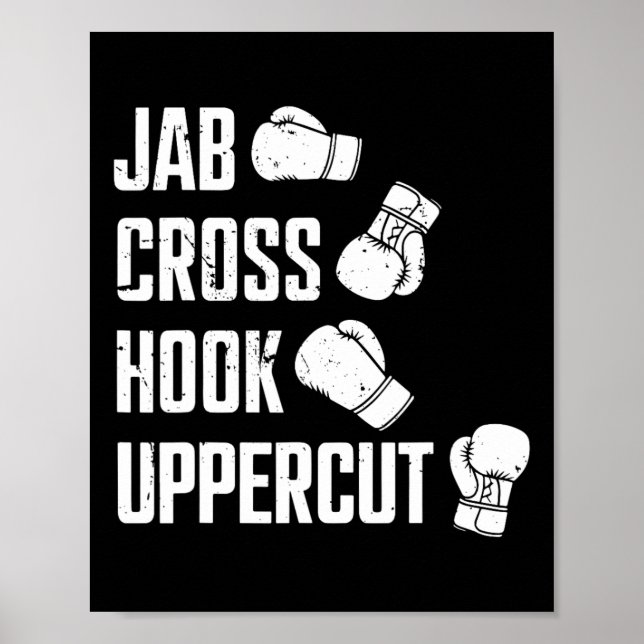 Jab Cross Hook Uppercut Boxer Workout Kickboxing Poster (Vorne)