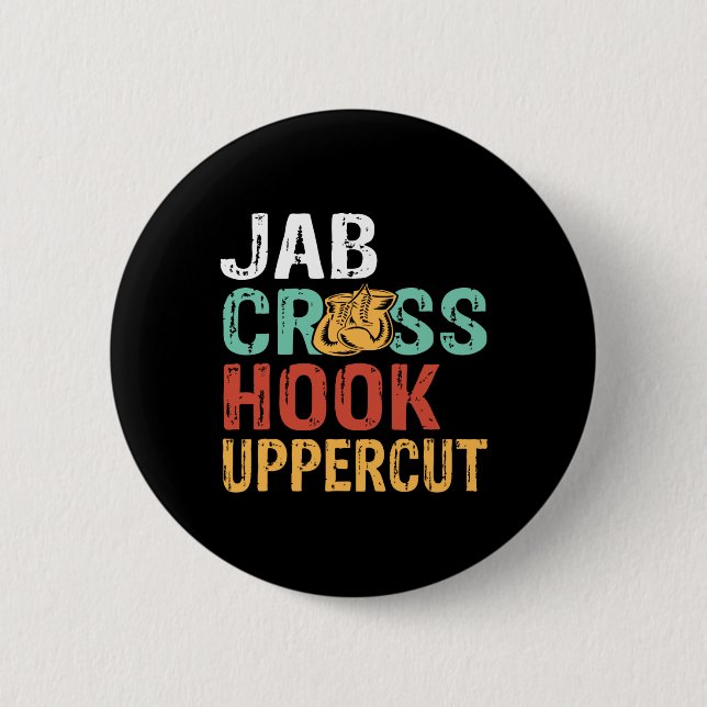 Jab Cross Hook Uppercut Boxer Workout Männer Fraue Button (Vorderseite)
