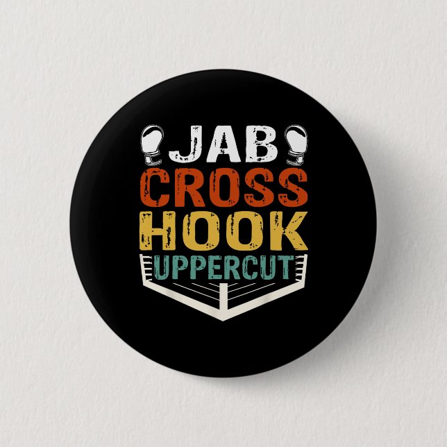 Jab Cross Hook Uppercut Boxer Workout Männer Fraue Button (Vorderseite)