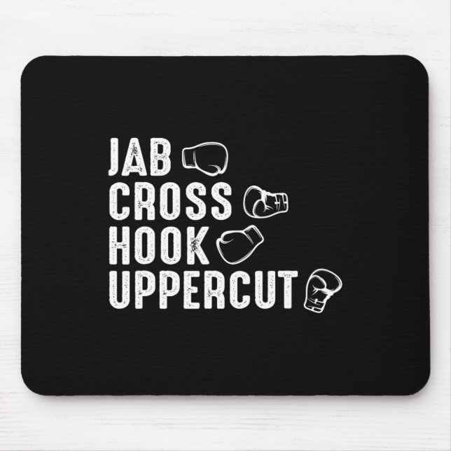 Jab Cross Hook Uppercut Boxhandschuhe Boxer  Mousepad (Vorne)