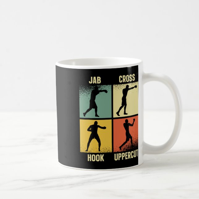 Jab Cross Hook Uppercut - Boxing Moves Graphic Gri Kaffeetasse (Rechts)