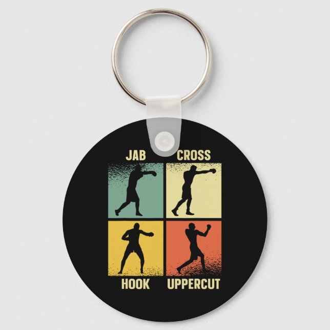 Jab Cross Hook Uppercut - Boxing Moves Graphic Gri Schlüsselanhänger (Vorderseite)