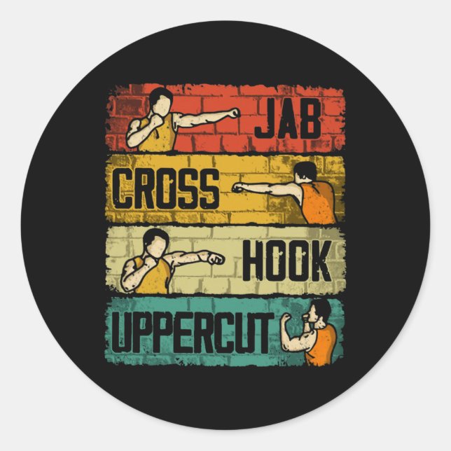 Jab Cross Hook Uppercut Boxing Runder Aufkleber (Vorderseite)