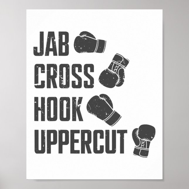 Jab Cross Hook Uppercut Funny Boxing Trainer Poster (Vorne)