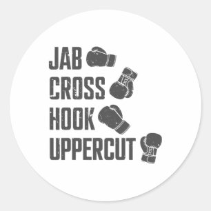 Jab Cross Hook Uppercut Funny Boxing Trainer Runder Aufkleber