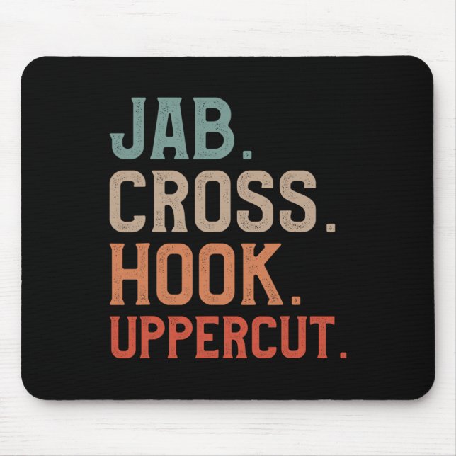 Jab Cross Hook Uppercut Kickboxer Kickboxen  Mousepad (Vorne)