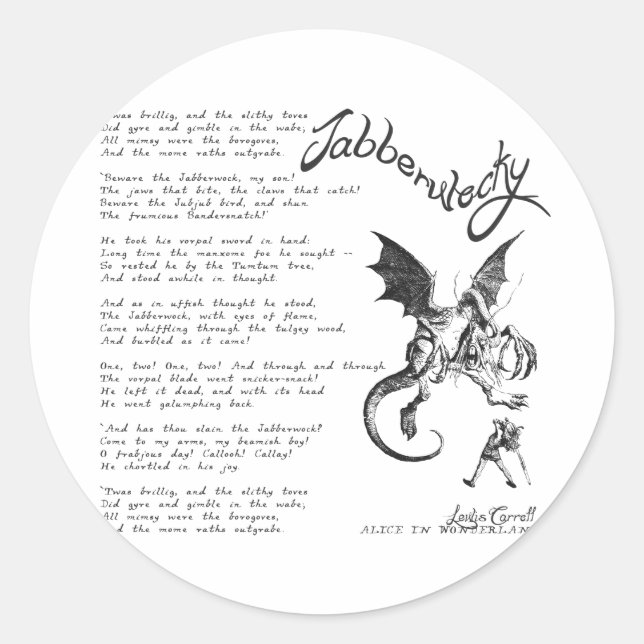Jabberwocky Poem Runder Aufkleber (Vorderseite)