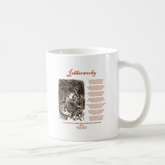 Jabberwocky Poem von Lewis Carroll (Black Adder) Kaffeetasse (Rechts)