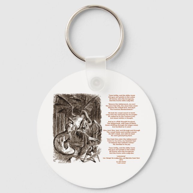 Jabberwocky Poem von Lewis Carroll Schlüsselanhänger (Vorderseite)