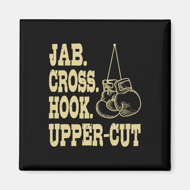 Jabs. Überqueren. Hook. Trainer für Boxtrainee Magnet (Vorne)