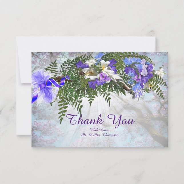 Jacaranda Blooms & Lily Bouquet Carte de remerciem (Devant)