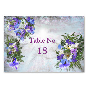 Jacaranda-Blüten & Lilien-Blumenstrauß-Thema Tischnummer