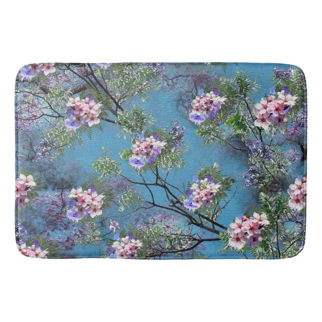 Jacaranda Spring Blooms wiederholen Muster Badematte (Vorderseite)