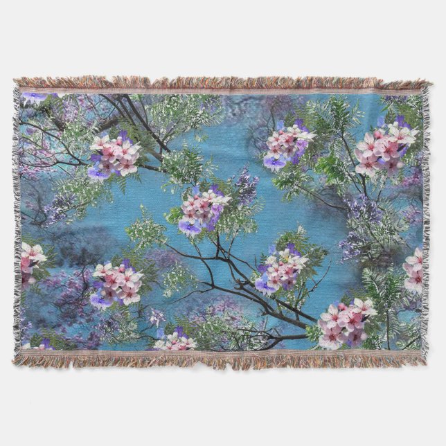 Jacaranda Spring Blooms wiederholen Muster Decke (Vorderseite)