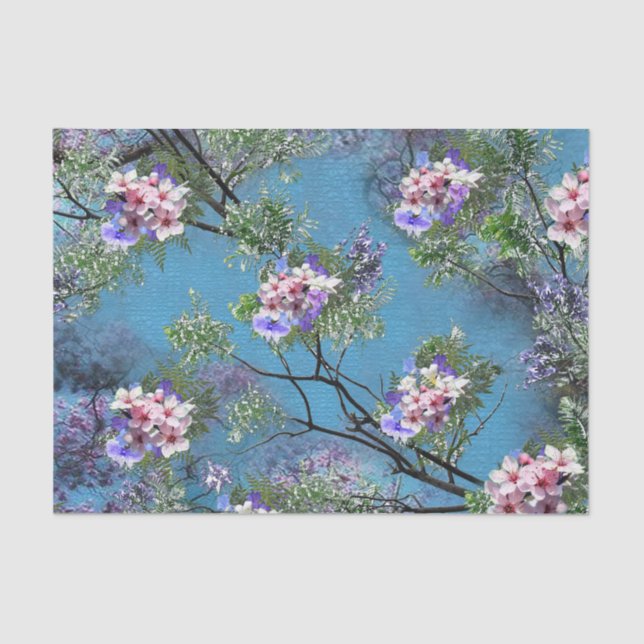 Jacaranda Spring Blooms Wiederholen Patterns Clutc Seidenpapier (Vorderseite)