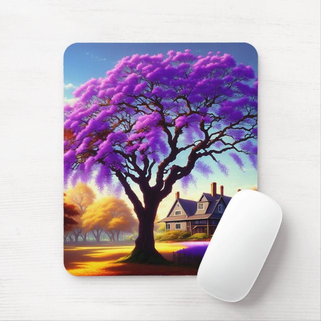 Jacaranda Tree Farm House, Mousepad (Mit Mouse)