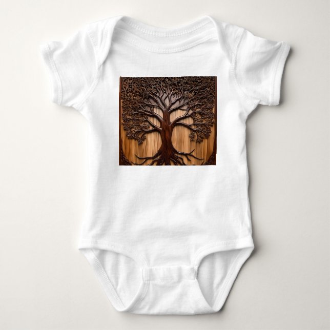 Jacaranda Tree: Naturkunde in Holz, Baby Strampler (Vorderseite)