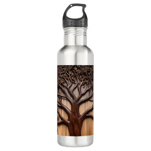 Jacaranda Tree: Naturkunde in Holz, Edelstahlflasche