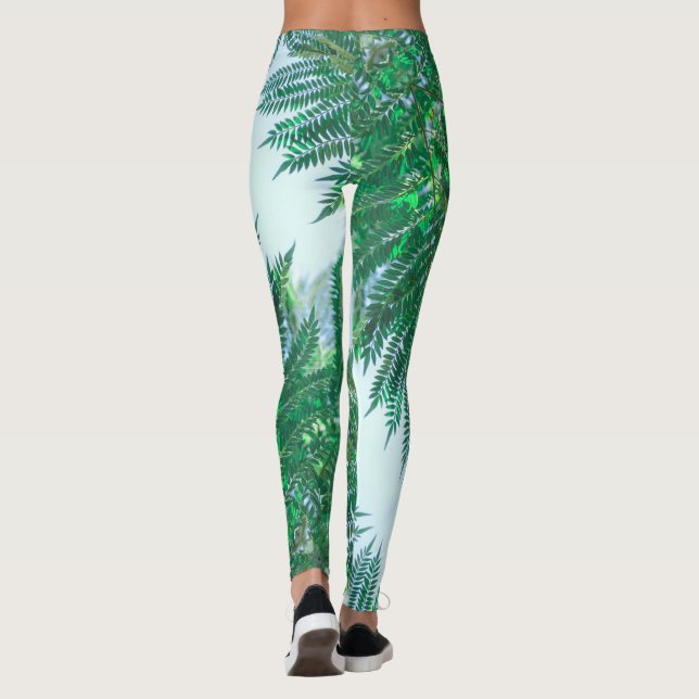 Jacaranda Tree Verlasse grüne Farben Leggings (Rückseite)
