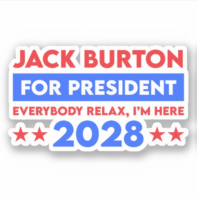 Jack Burton für Präsident 2028 Aufkleber (Vorderseite)