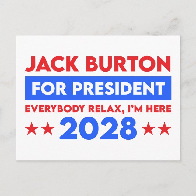 Jack Burton für Präsident 2028 Postkarte (Vorderseite)