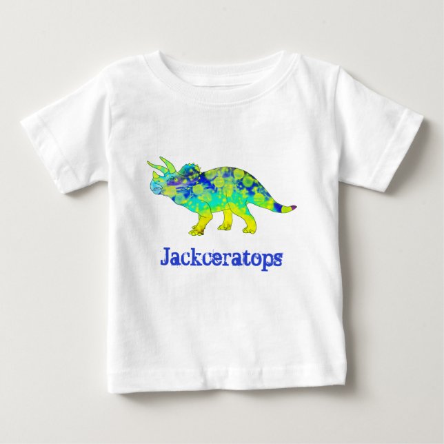 Jack cerops Colorful Triceratops Dinosaurier Kunst Baby T-shirt (Vorderseite)