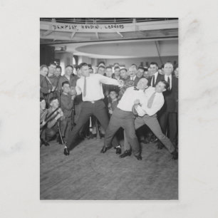 Jack Dempsey Mock kämpft gegen Harry Houdini Postkarte