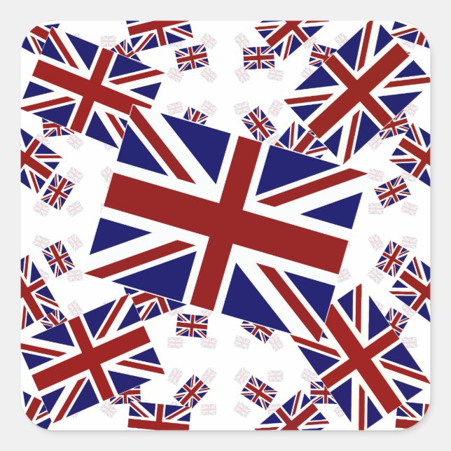 Jack Flag in Layers Askew Quadratischer Aufkleber (Vorderseite)