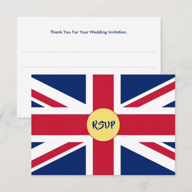 Jack Flag Patriotic Wedding RSVP Car Karte (Vorne/Hinten)