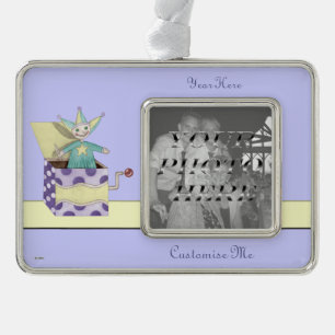Jack in the Box - traditionelle Spielwaren Rahmen-Ornament Silber