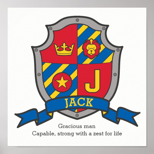 Jack Jungs J Name und Bedeutung blaues Wappen Post Poster (Vorne)