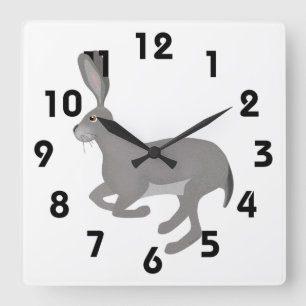 Jack-Kaninchenhalterung Quadratische Wanduhr