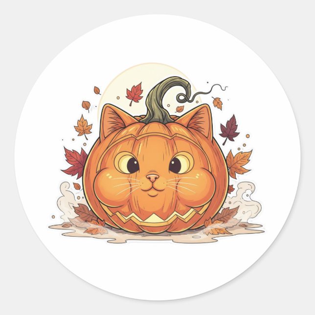 Jack-O’-Brit - Pumpkin British Shorthair Cat Runder Aufkleber (Vorderseite)