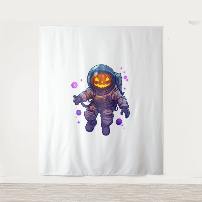 Jack-o'-Lantern-Astronaut Wandteppich (Vorderseite)